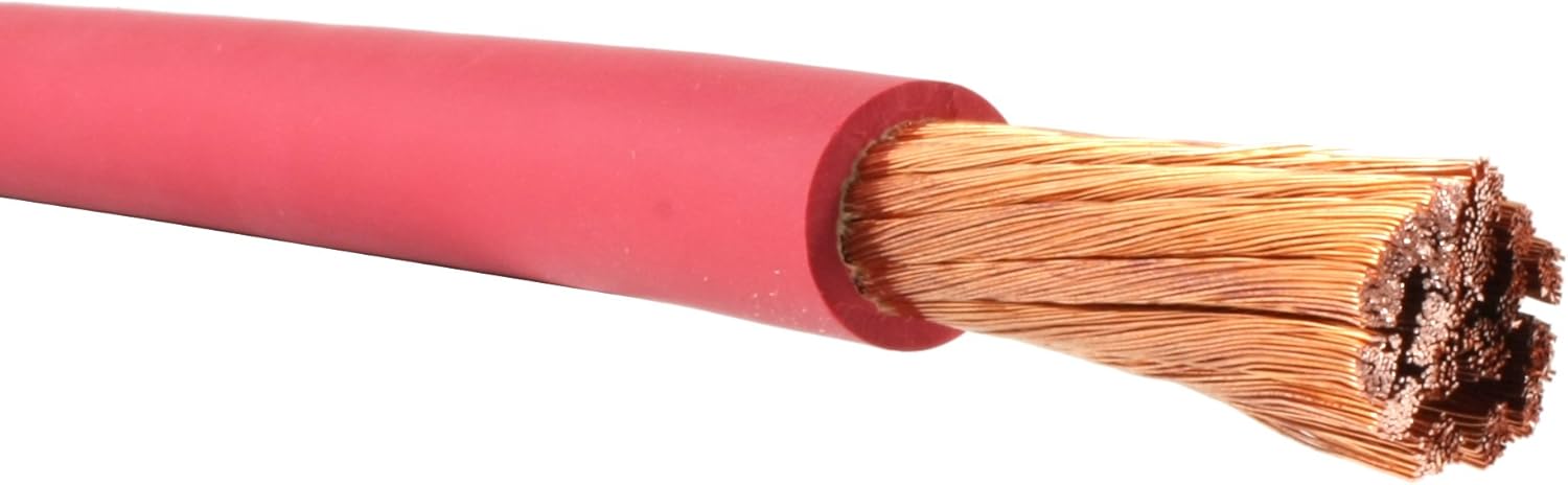 2/0 Gauge AWG - Flex-A-Prene - 100% Copper Welding/Battery Cable - Red - 600 V - Made in USA (5 FEET)