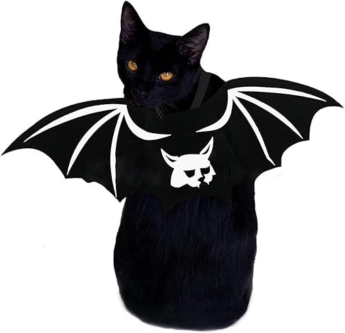 Pet Cat Bat Wings for Halloween Party Decoration, Dog Cosplay Bat Costume,Puppy and Cat Dress Up Accessories (Black, Large)