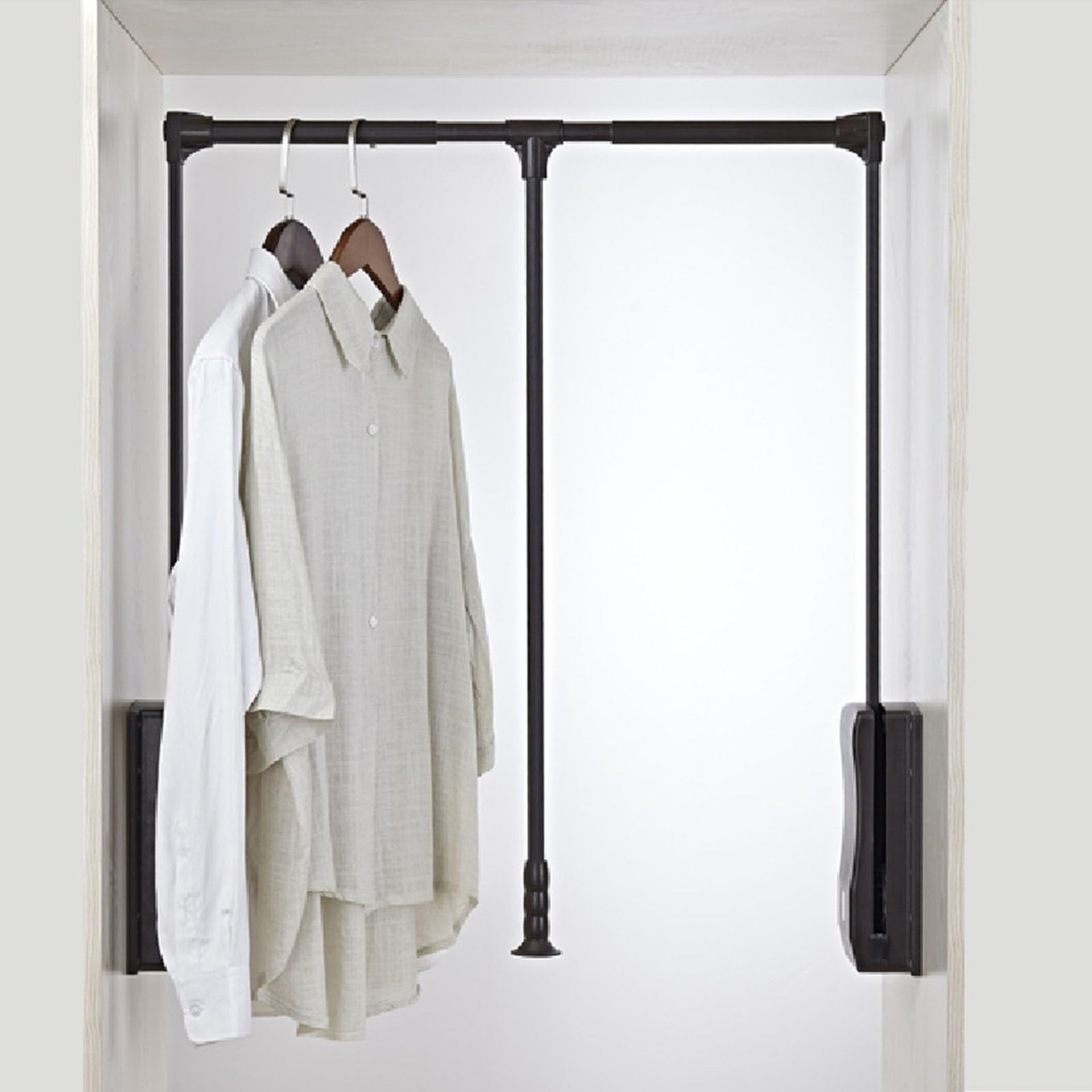 HTTGDGDH Adjustable Heavy Duty Pull Down Closet Rod - Extendable Aluminium Wardrobe Lift, Retractable Cabinet Rail Hanger For Clothes Storage, 660-890Mm, Space-Saving Clothing Rac,A-660-890mm