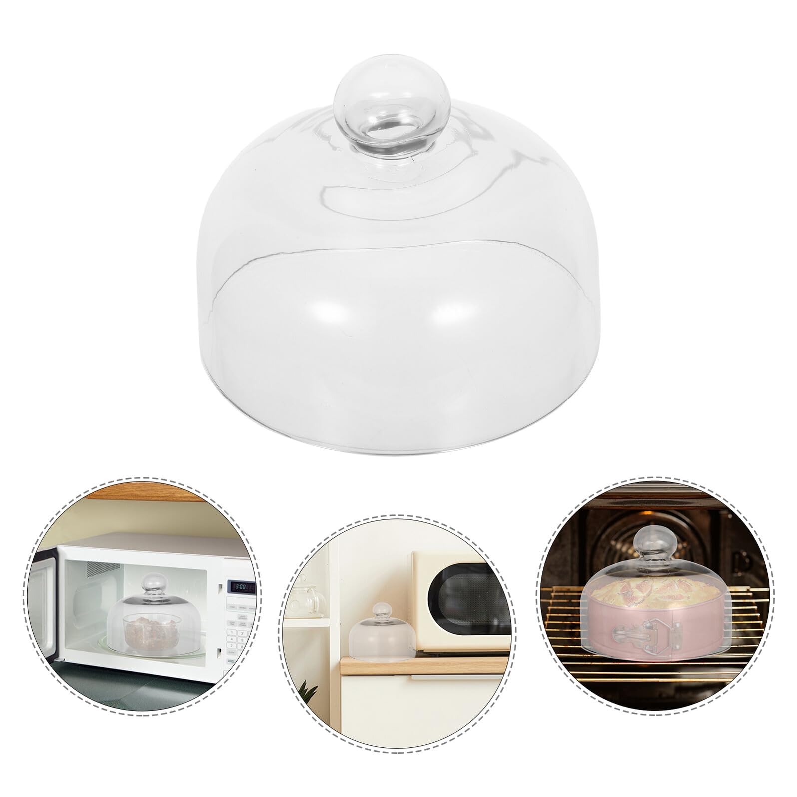 Tapa de Cristal Ventilada para Microondas de 23 CM Diámetro y 155 CM Alto Protector Antisalpicaduras Transparente para Alimentos Apta para Platos Microondas y Alta Temperatura