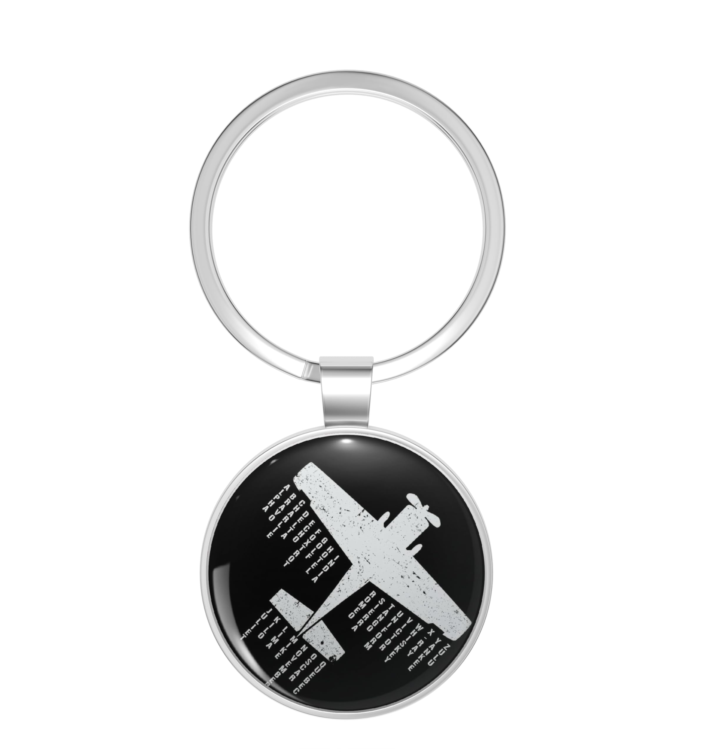 1080 Graphics Airplane Pilot Phonetic Alphabet Gift Stainless Steel Keychain with Ring