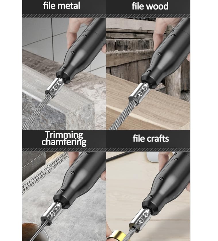 Luminexia Set di Lime ad Ago elettriche,Set di Seghe a File Alternative,Lime e Raspe,Regolazione a 3 velocità,Lime in Acciaio Intercambiabili,per Limare Metallo,Legno,Plastica,Pietra,Vetro