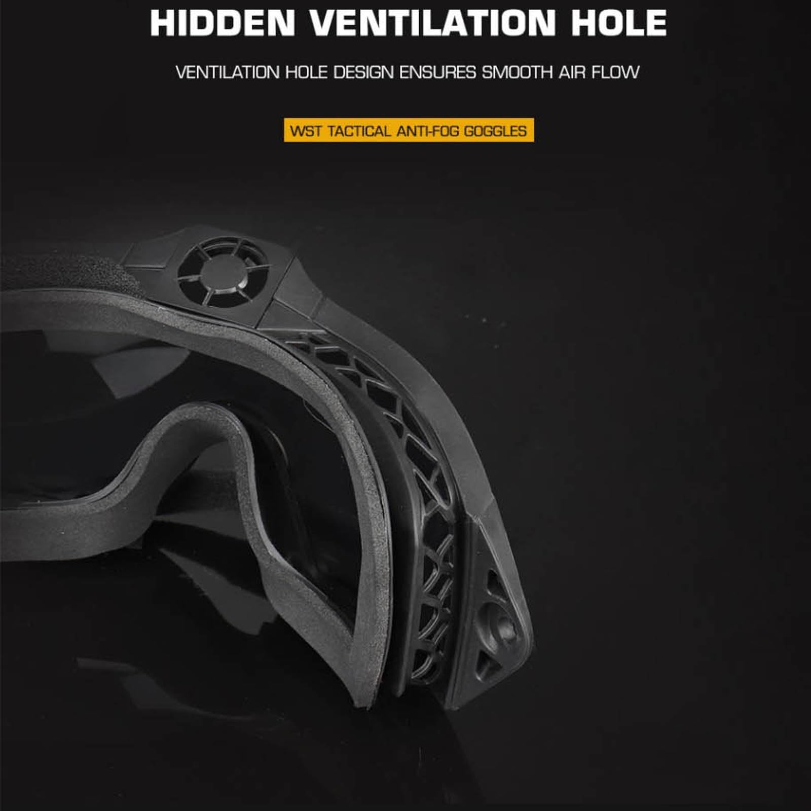 Gafas tácticas antivaho versátiles con ventilador en miniatura y capa de amortiguación que utilizan un marco de TPE duradero perfecto para airsoft, paintball y trabajo al aire libre