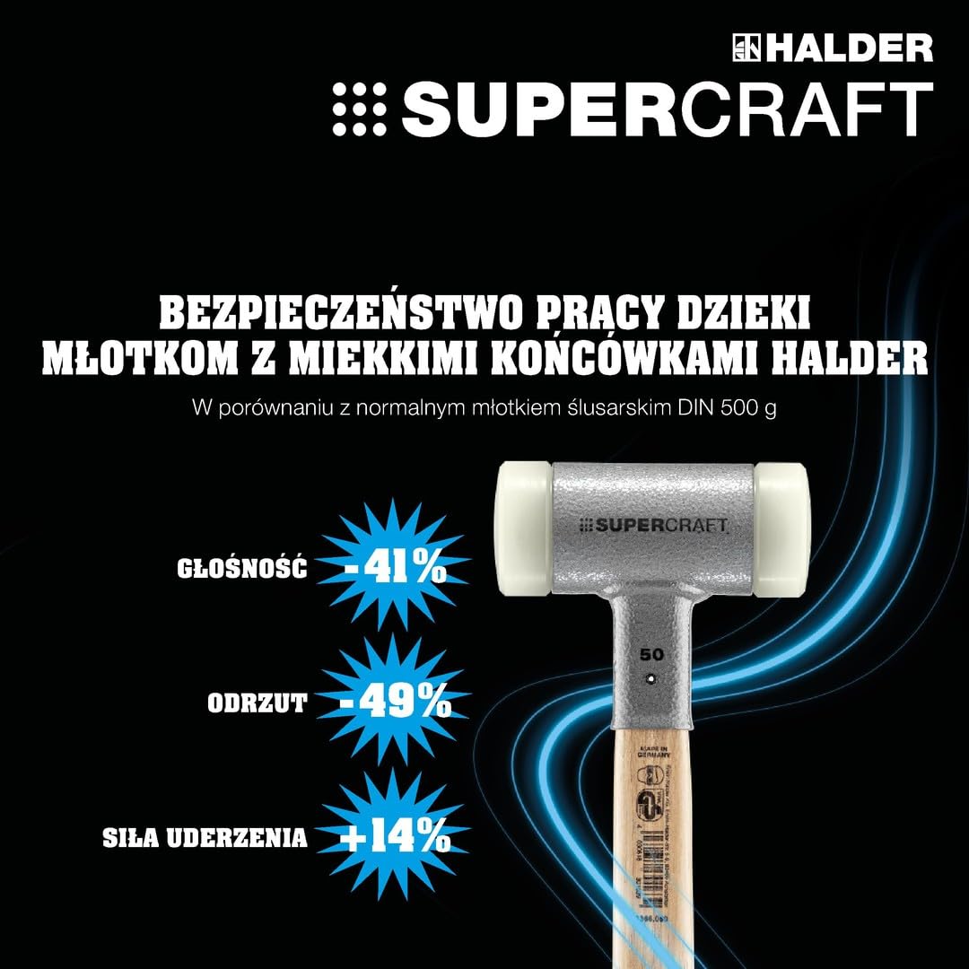 Supercraft młotek ochronny, z ergonomicznie ukształtowanym, antypoślizgowym i niełamliwym trzonkiem 3-komponentowym, śr. = 40 mm, 3399.040