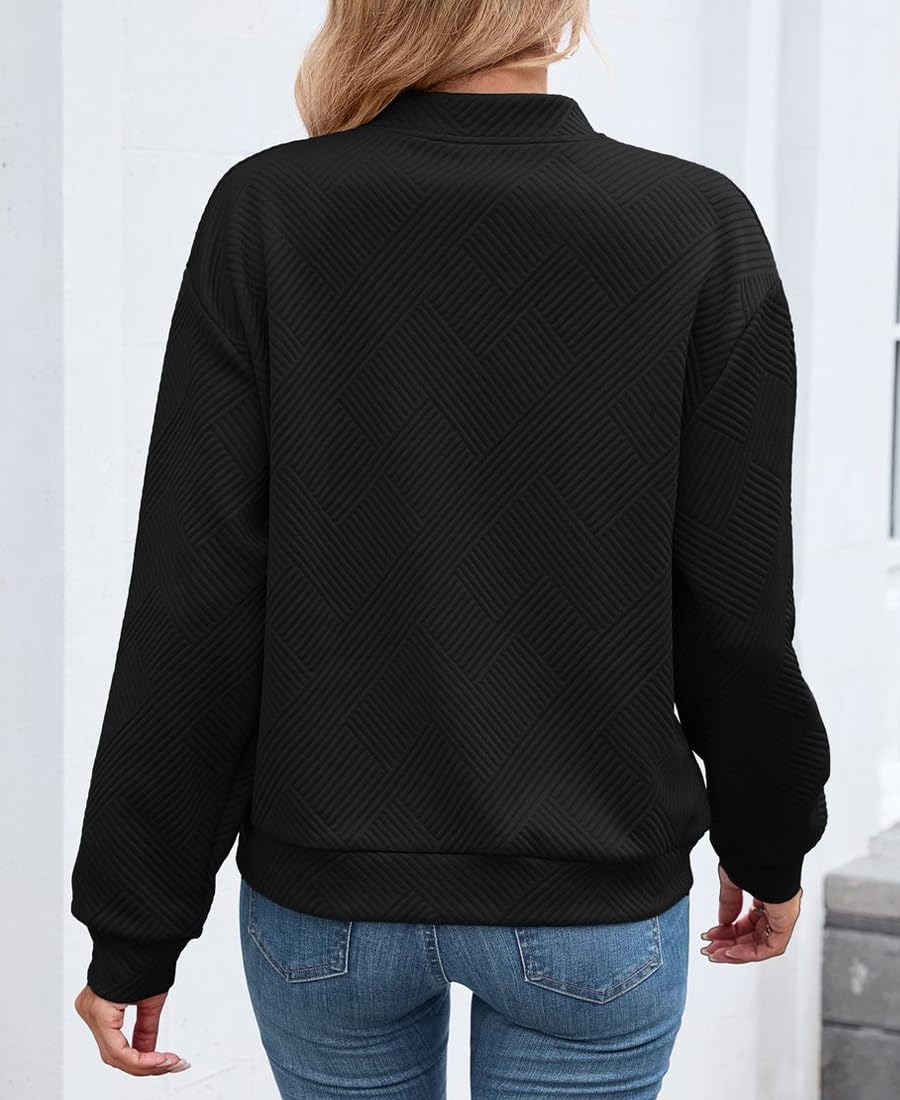 PANOZON Femmes Manches Longues Blouson Jacquard Bombardier Décontracté Zippée Veste de Baseball Légère