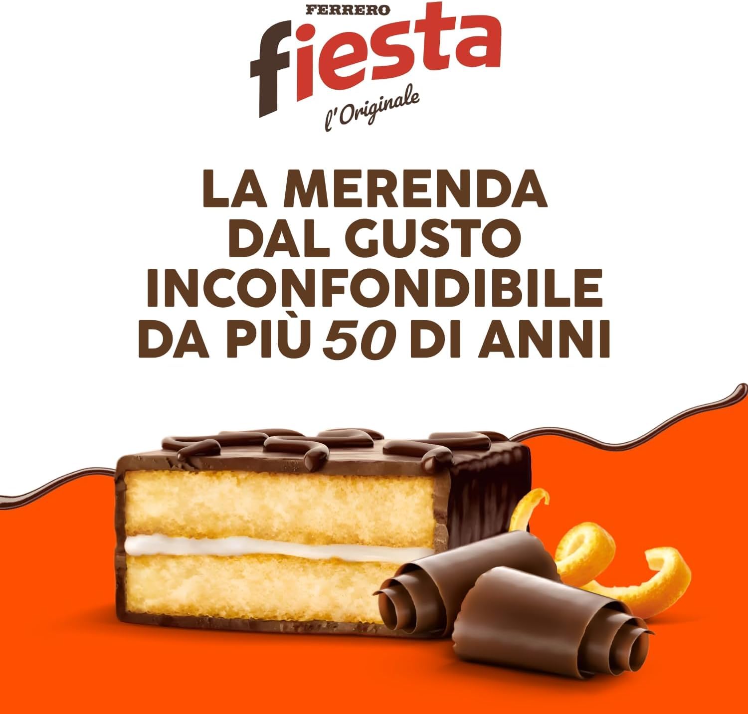 Ferrero Fiesta Snack Kuchen Biskuitkuchen-Snacks schokolade Kakao und Orangengeschmack, 8 x 360g Jede Packung enthält 10 Snacks + Beni Culinari Kostenloser Schlüsselanhänger