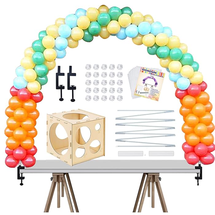 Buy Worown Table Balloon Arch Kit with Wood Balloon Sizer Box, 12 Ft