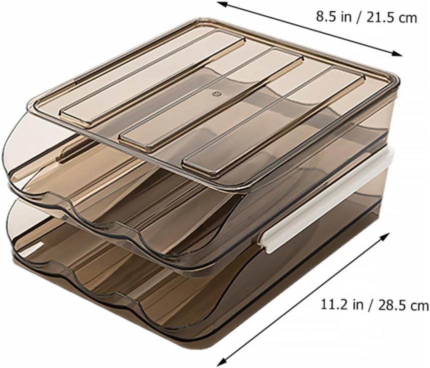 Luxshiny 2-layer Plastic Egg Storage Container Holder Rolling Egg Tray for Refrigerator with Sliding Design for Kitchen Food Storage