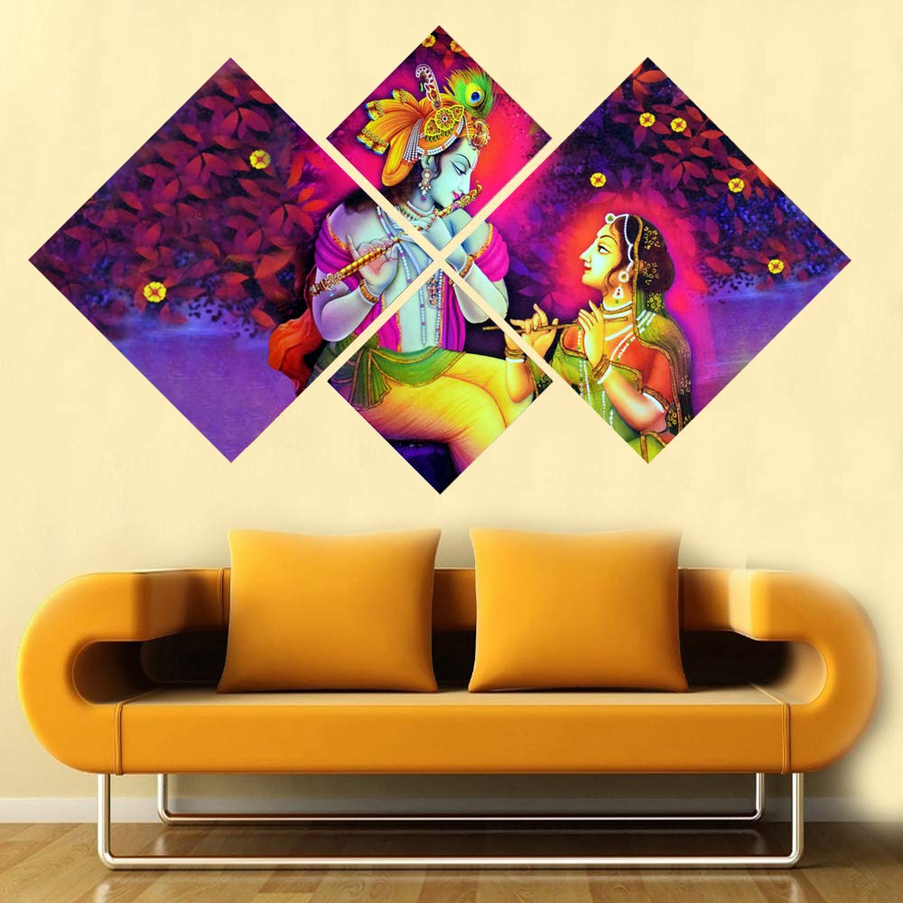 Hardik Art N Frames Radha Krishna Multiple Digital Printing Wall Painting (Heavy MDF, 7 mm/36 x 52 Inches)