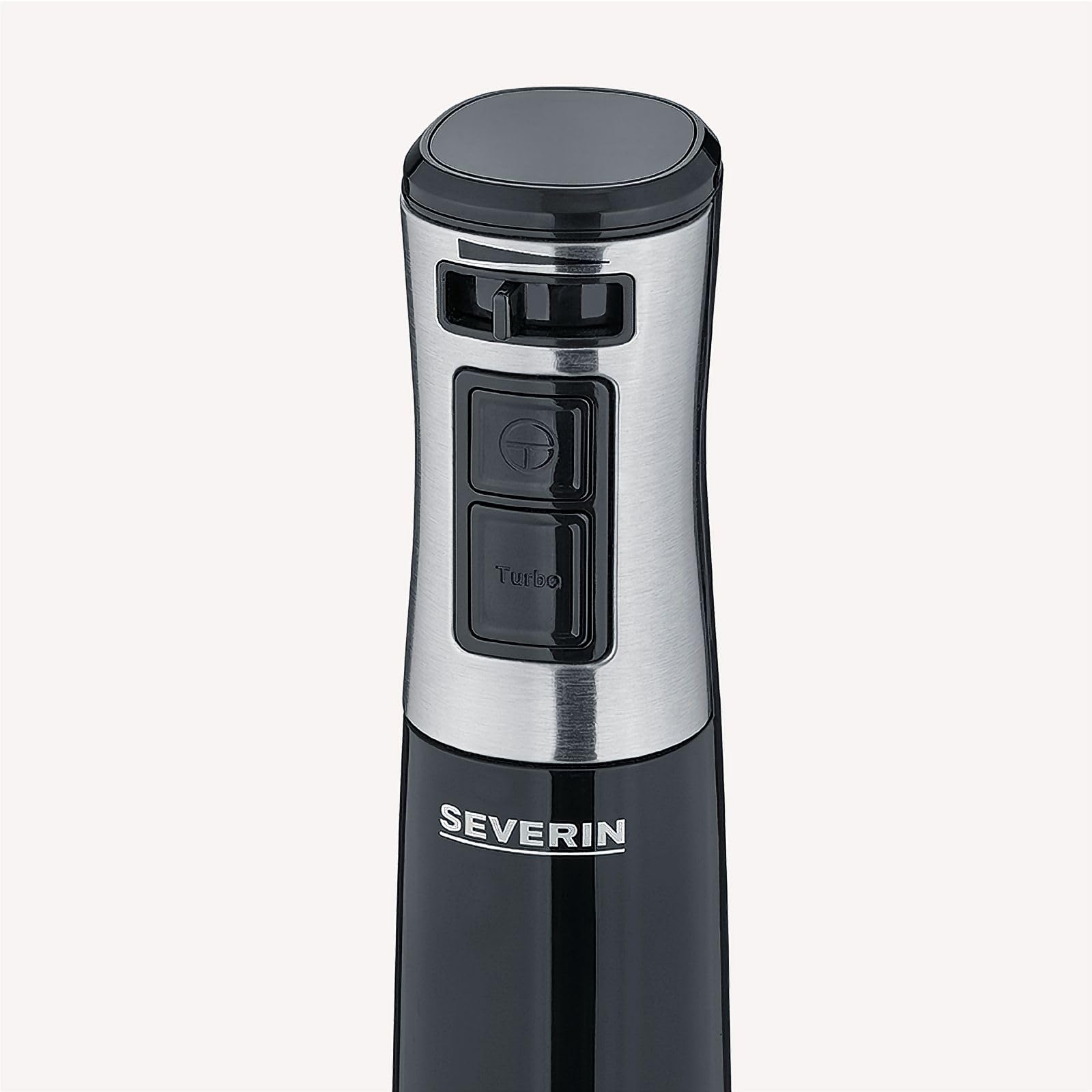 Severin blender ręczny SM 3772, rozdrabniacz, pojemnik do blendowania, trzepaczka, moc 600 W, końcówka ze stali nierdzewnej, 100% wolny od BPA, funkcja TURBO, obroty 15.000 obr./ min.