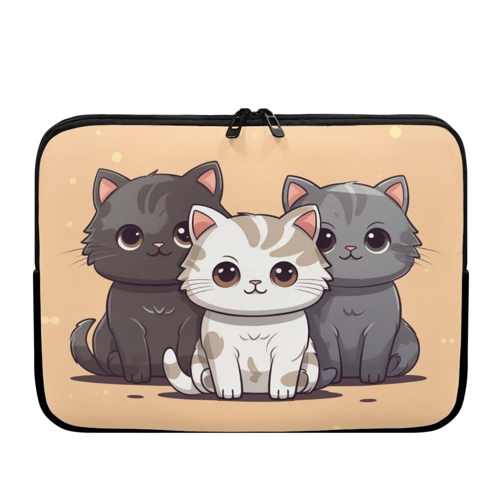Tongluoye Cute Cat Laptop Sleeve for Women Teen Girls 17 inch Laptop Protector with Multiple Uses Lap Top Case Lightweight Computer Carrying Case Kawaii Tablet Bag for Daughters Brown