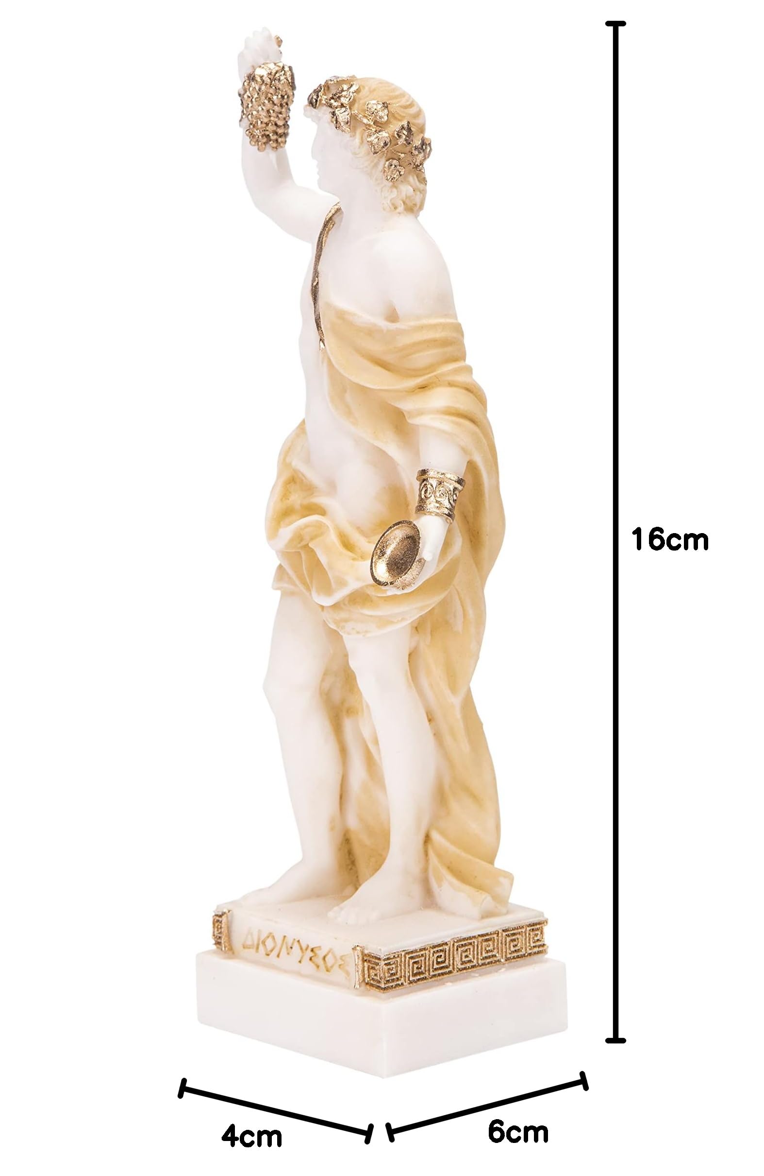 Statua di Dioniso Bacco Dio greco del vino Uva-Vendemmia Scultura in alabastro oro 15,2 pollici