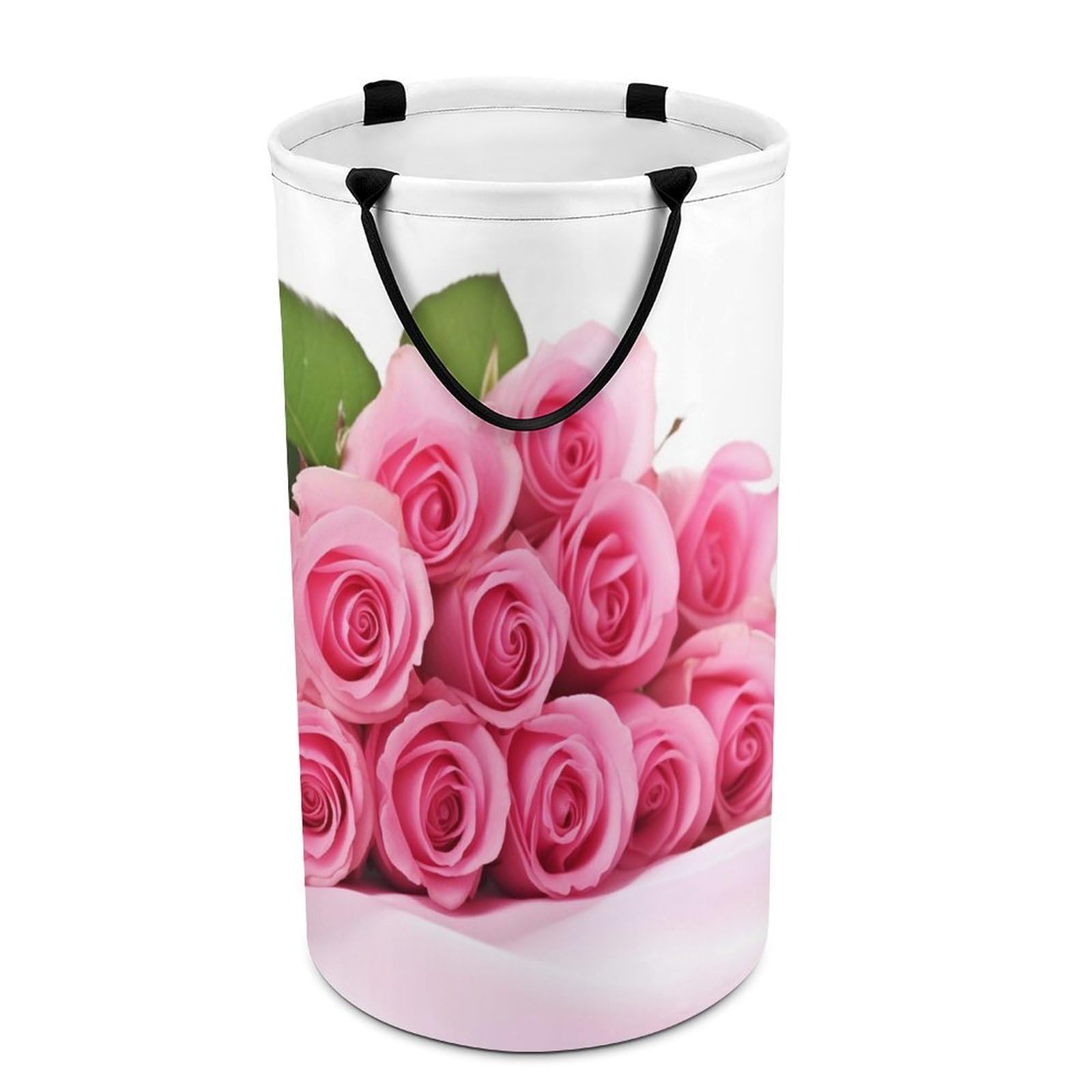 Roses Laundry Basket Freestanding Laundry Hamper with Handles Waterproof Dirty Clothes Hamper Collapsible Washing Bin Aesthetic Clothes Basket for Bathroom Bedroom Dorm