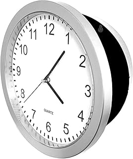 HAC24 Uhren Safe Tresor Silber Geldkassette Wanduhr Geld Schmuck Geheimversteck Uhrensafe Geldversteck Küchenuhr Geheimfac...