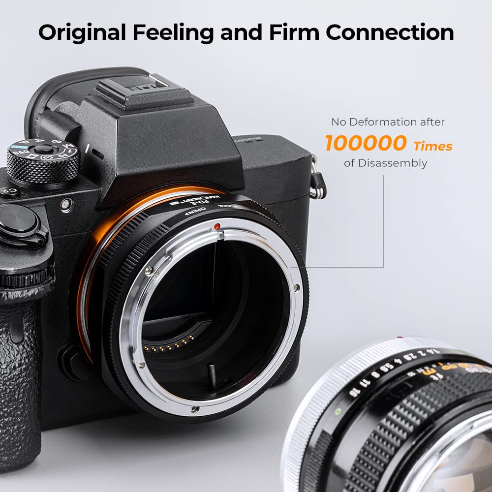 K&F CONCEPT Adaptador de Lentes FD-E, Compatible con Objetivos Canon FD FL y Cuerpos de Cámara Sony Alpha NEX E-Mount, NEX-7, NEX-6, NEX-5N, NEX-5