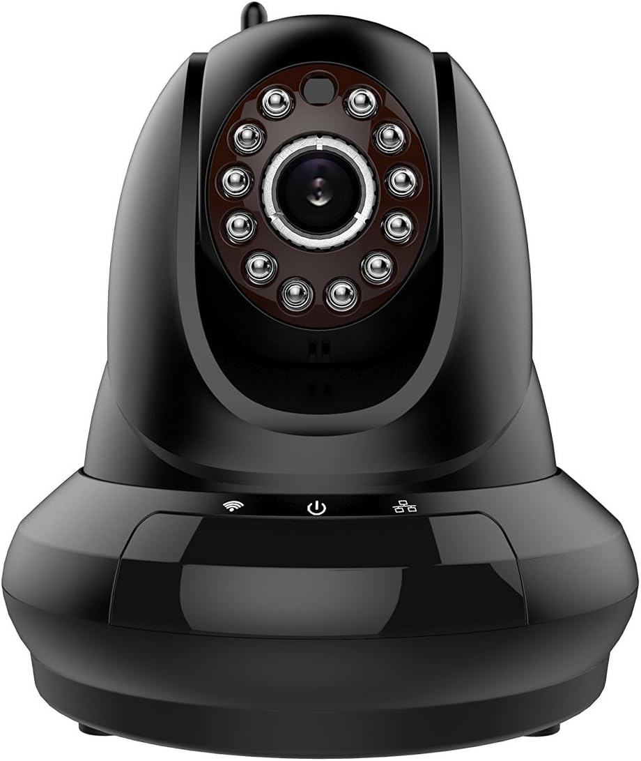 Wi-Fi Wireless Remote Video Monitoring IP/Network Camera Surveillance & Security Camera with 720p HD Quality, Support Pan/Tilt/ Zoom(level: 350°& vertical: 100°), Night Vision, 2-Way Audio,1 Year Warranty (Black)