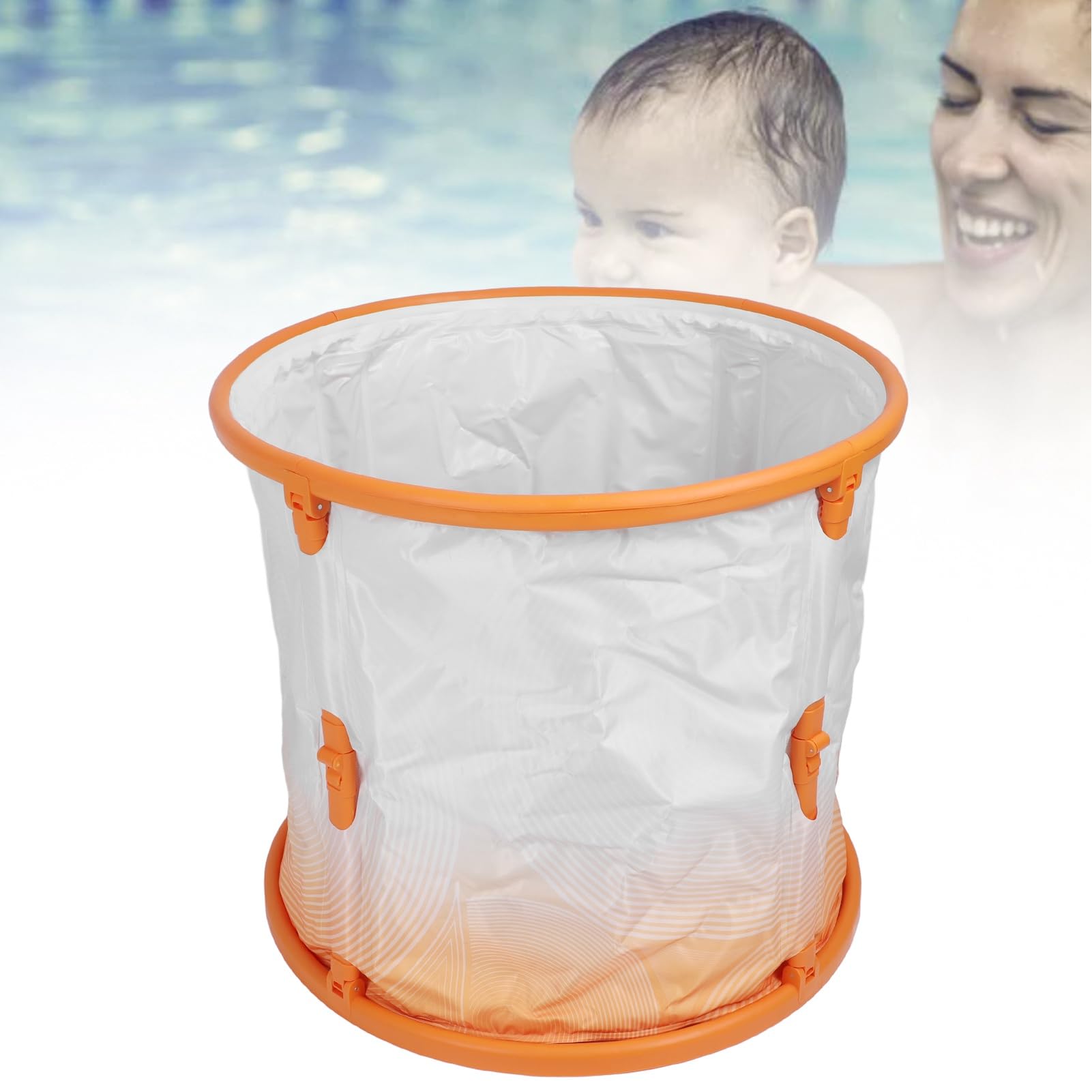 Przenośna Składana Wanna 70 Cm dla Dorosłych i Niemowląt - Wzmocnione PCV, Nie Wymaga Instalacji, Rodzina Wanna z Wannem - łatwe Czyszczenie i Przechowywanie, Zielony (ORANGE)