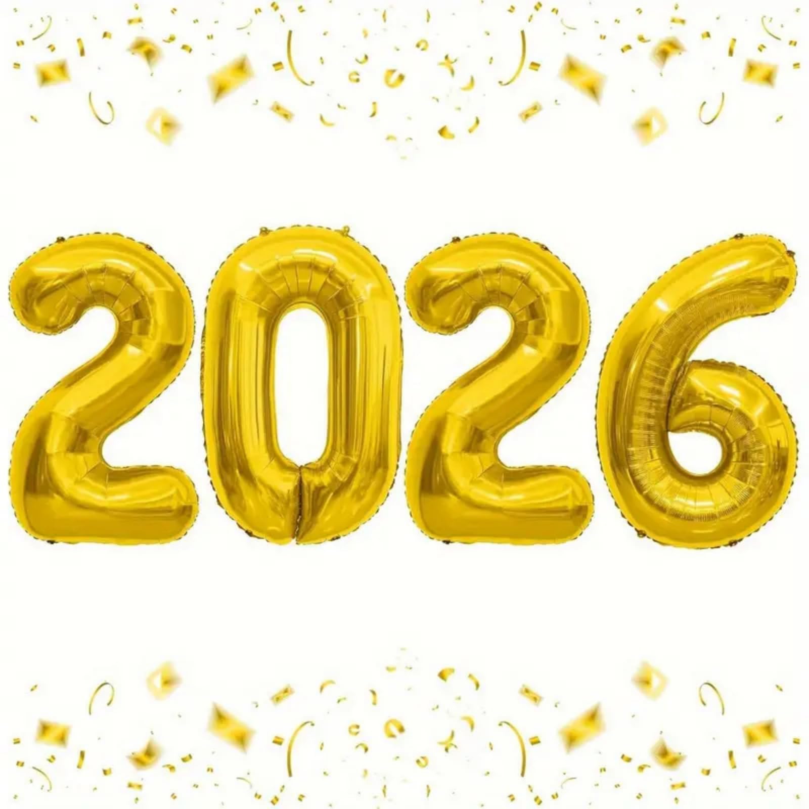 32 Inch 2026 Gold Foil Number Balloons for 2026 New Year Eve Festival Party Supplies Graduation Decorations Gold