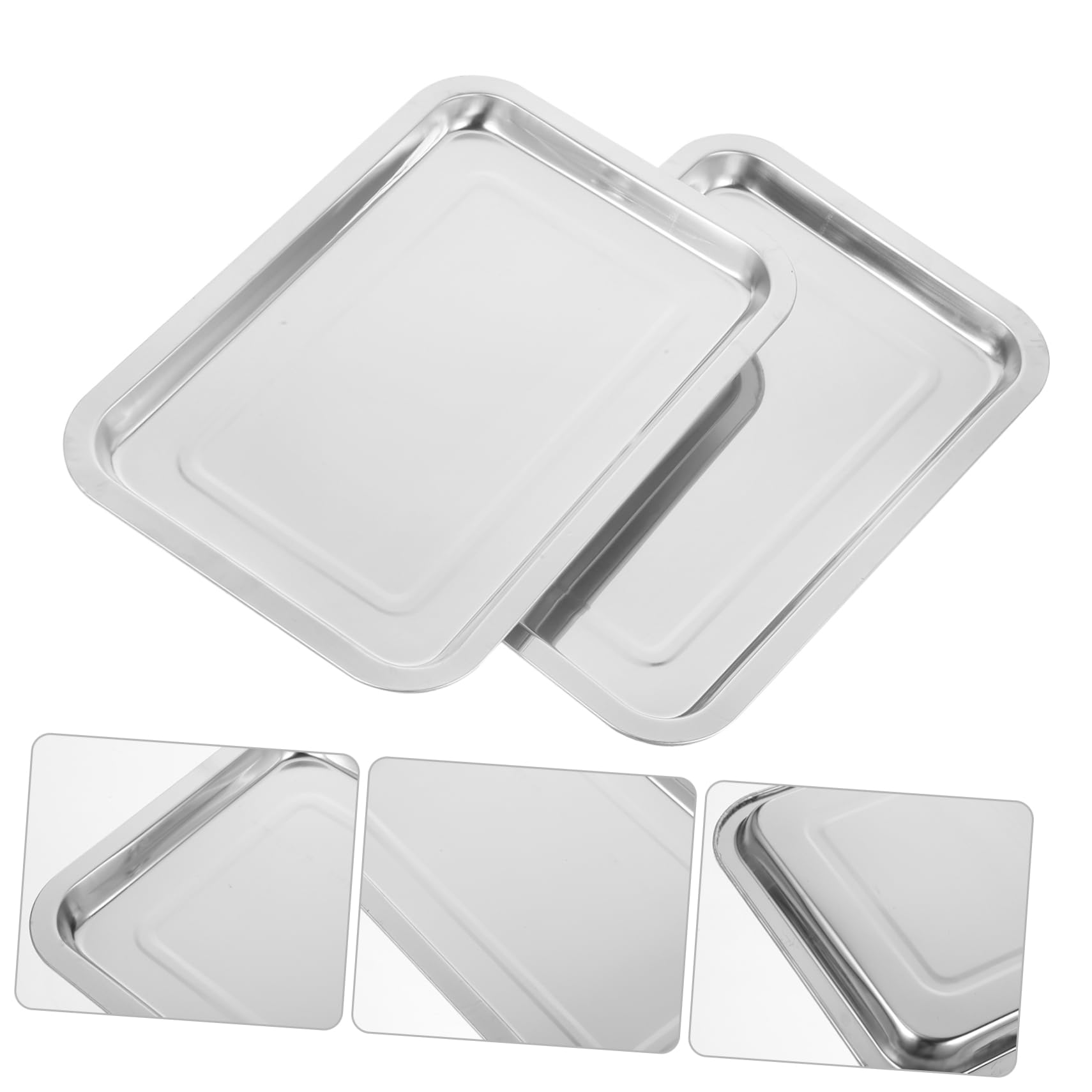 BESTYASH Malette Tatouage 2 Plateaux en Acier Inoxydable, Plateau Plat Métallique Facile à Nettoyer, pour Station Portable de Tatouage Professionnelle
