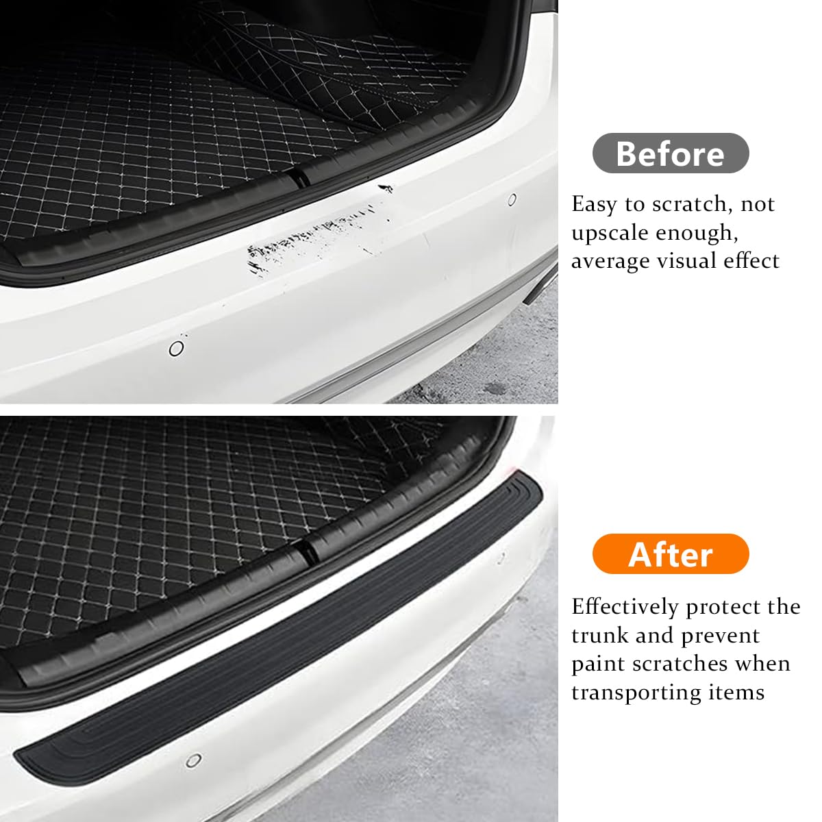 Car Rear Bumper Protector Guard, Anti-Scratch Rubber Automotive Trunk Sill Protective Strip, Non-Slip Vehicle Trunk Door Entry Protective Strips, Universal for Vehicles (Black)