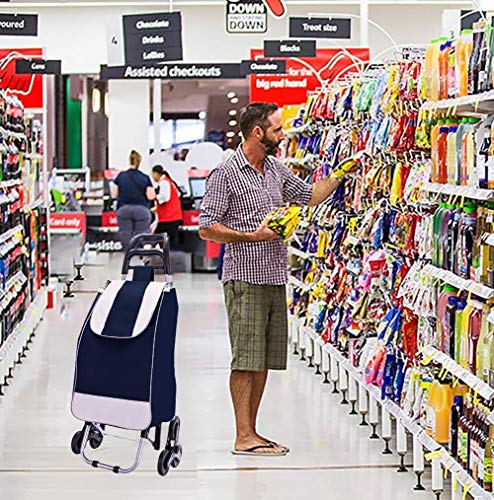 FMOGE Einkaufstrolley, zusammenklappbarer Treppensteiger, Einkaufswagen mit 6 Rädern, abnehmbarer Rucksack, Tragkraft 35… – Bild 8