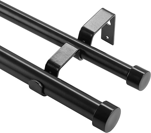 VEVOR Barras de cortina dobles de 1 pulgada de 36 a 72 pulgadas (3-6 pies), cortineros para ventanas de 24 a 68 pulgadas, barra de cortina doble