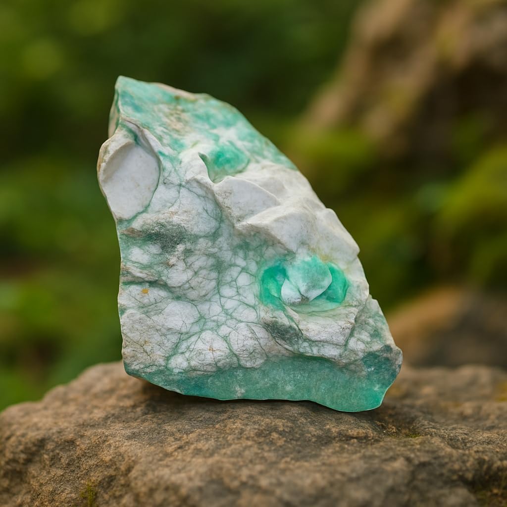 Variscit Rohstein | Grün-Weißer Edelstein | 100% natürlicher Kristall | Unbehandelter Stein | Mineralien sammeln | Esoterik & Spiritualität