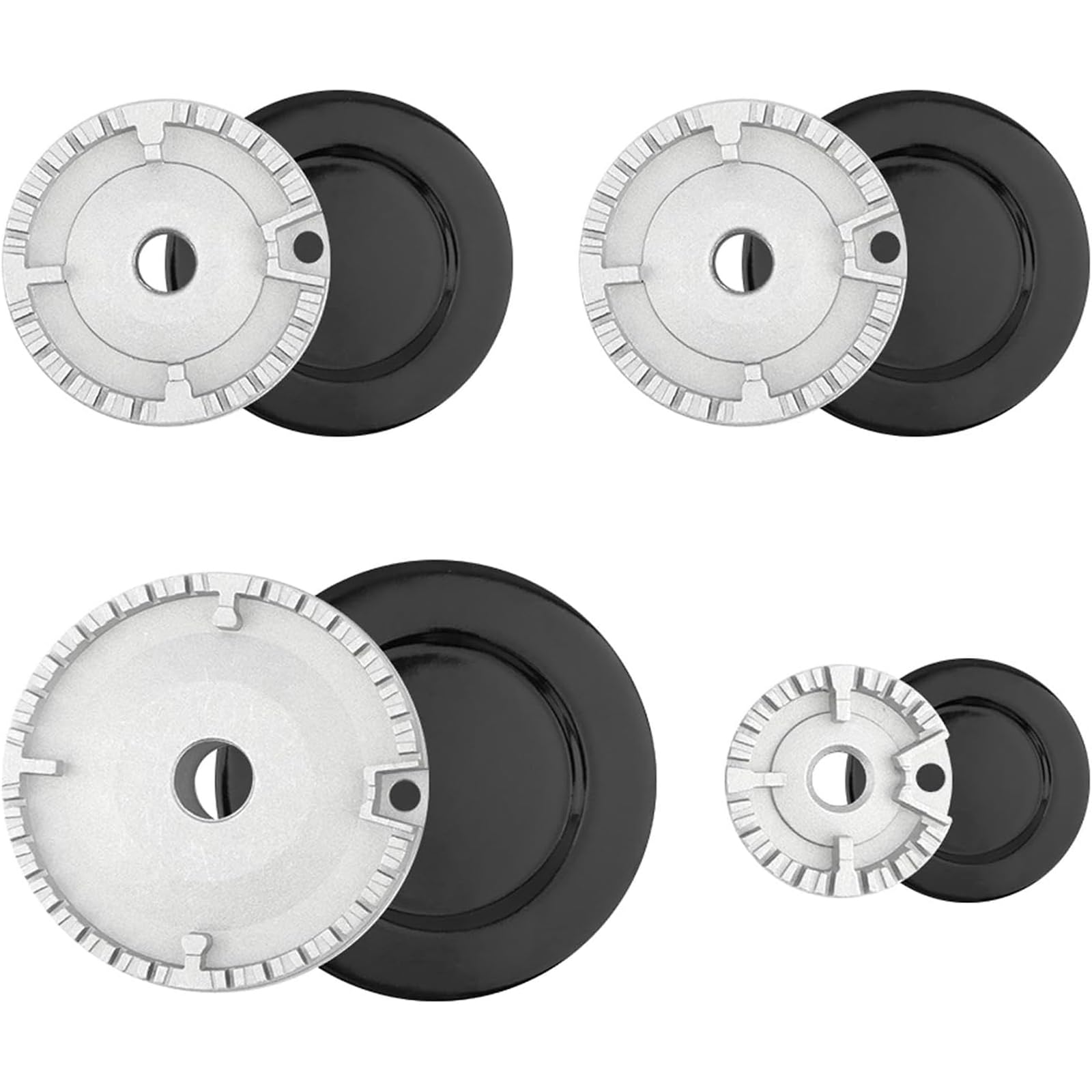 Xuzie 8Pcs Gas Stove Burner Cap, Oven Cooker Hob Gas Burner Crown & Flame Cap Kit, Upgraded Gas Burner For Most Gas Stove Burners, 55Mm 75Mm 100Mm Stove Lid Kit (8)