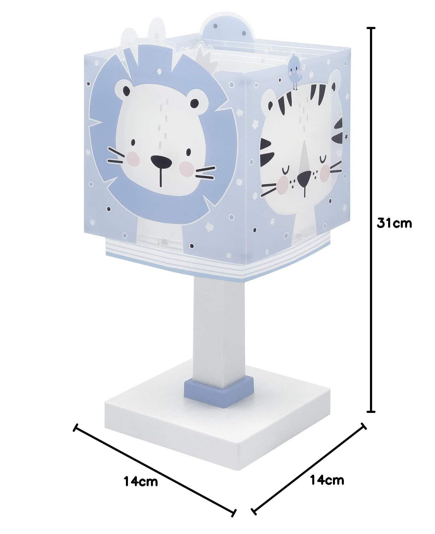 Dalber Lampe De Chevet Enfant Baby Jungle Animaux Tigre Lion Ours Lapin Bleu 63111T, E14