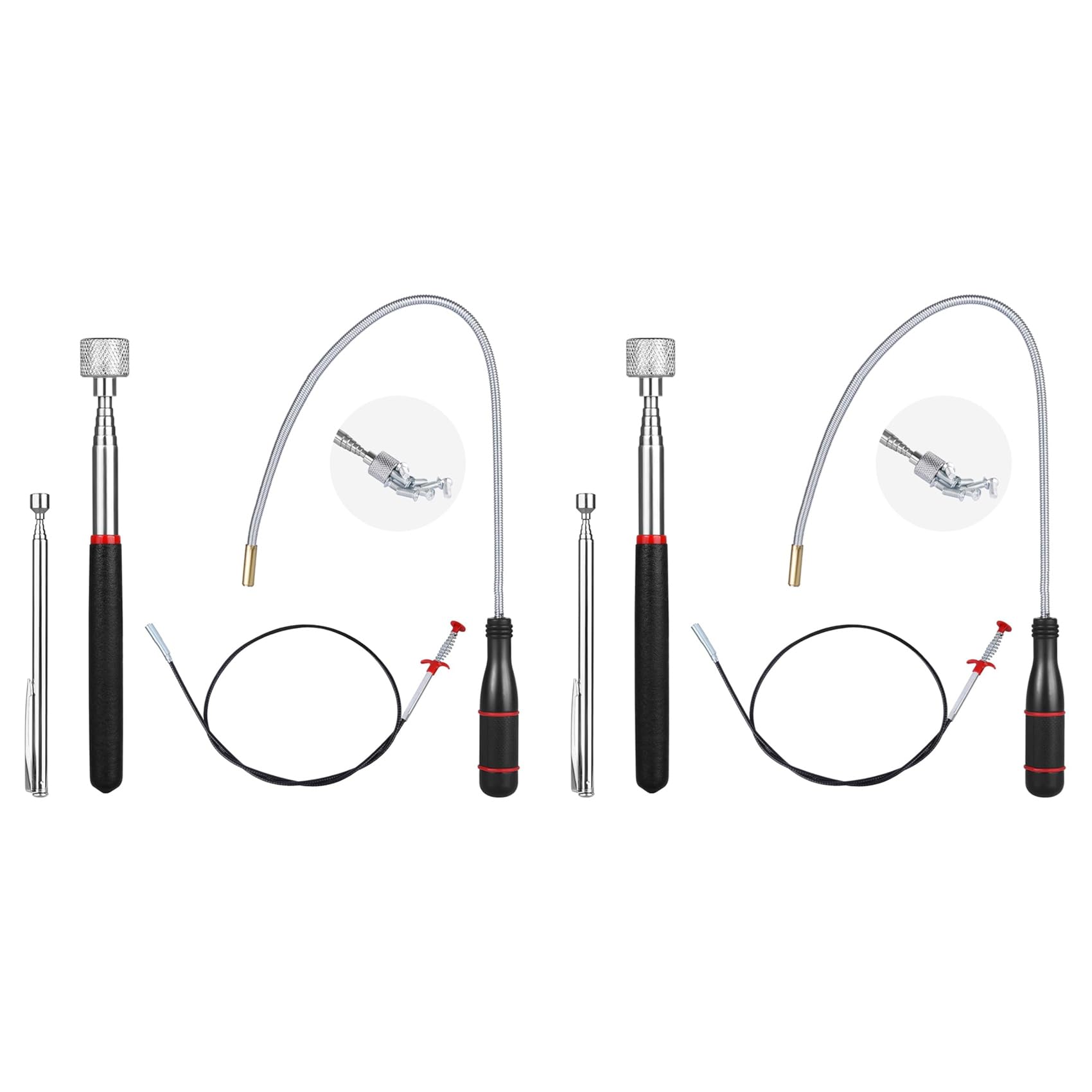 Jnchdghwa As Shown 8 Pack Telescoping Magnet Pick-Up Tool Set, Extendable Magnetic Telescoping Pickup Tool 1-15 Lb & 23Inch Bendable Spring