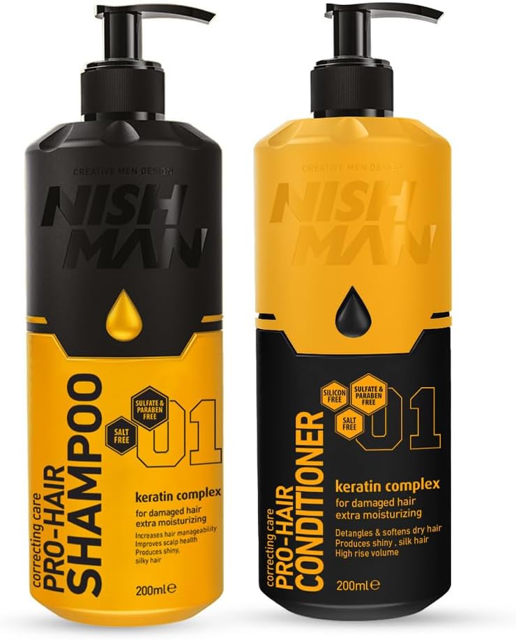 Pro - Hair Sulphate & Paraben Free Shampoo 200ml & Conditioner 200ml | Keratin Complex | For Normal to Damaged, Colored, Chemical Treated & Weekend Hair | Professional Hairs Repairing Shampoo