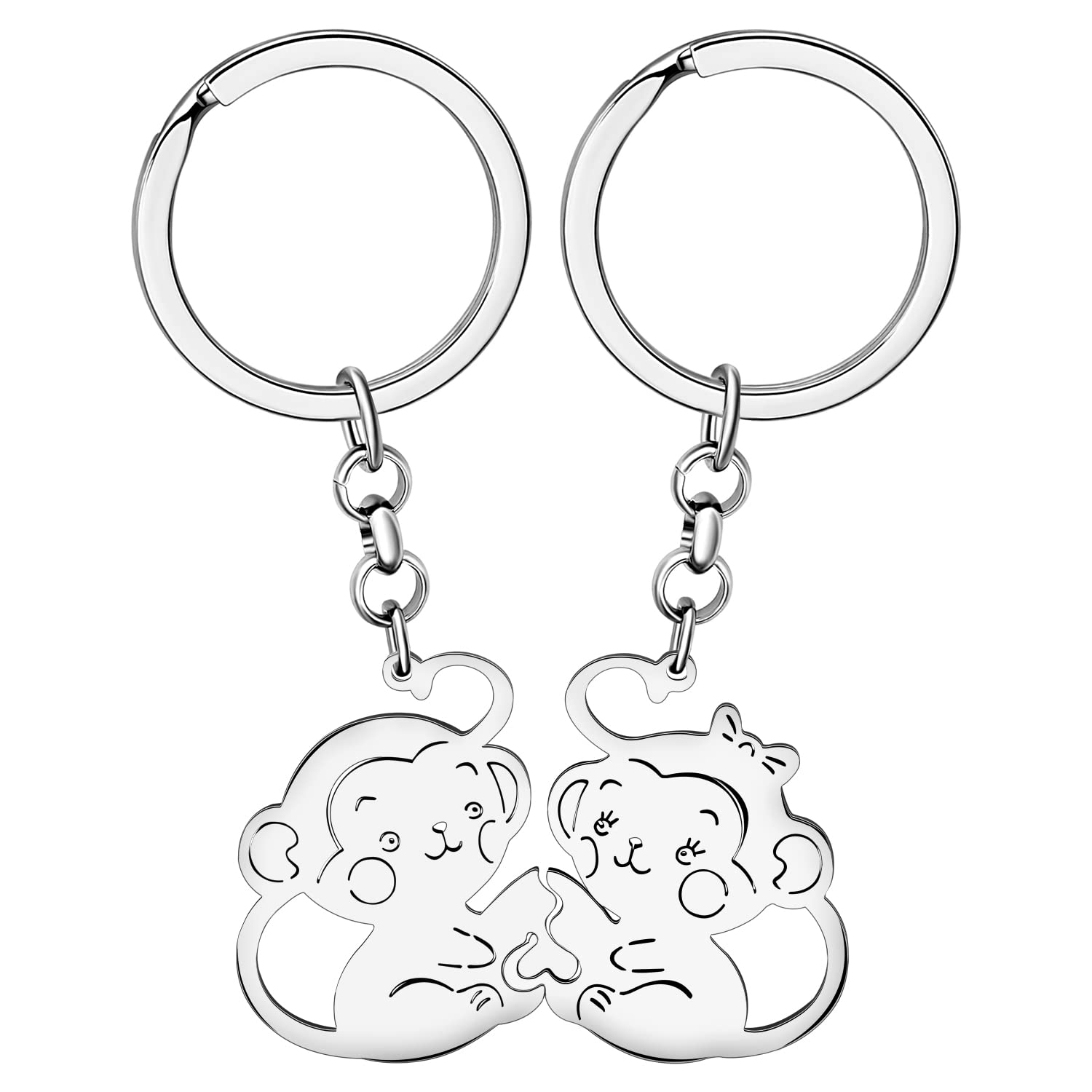 Valentines Day Gifts for Him Her Cute Bunny Cat Dog Dolphin Bird Couple Keychain Keyring for Boyfriend Girlfriend