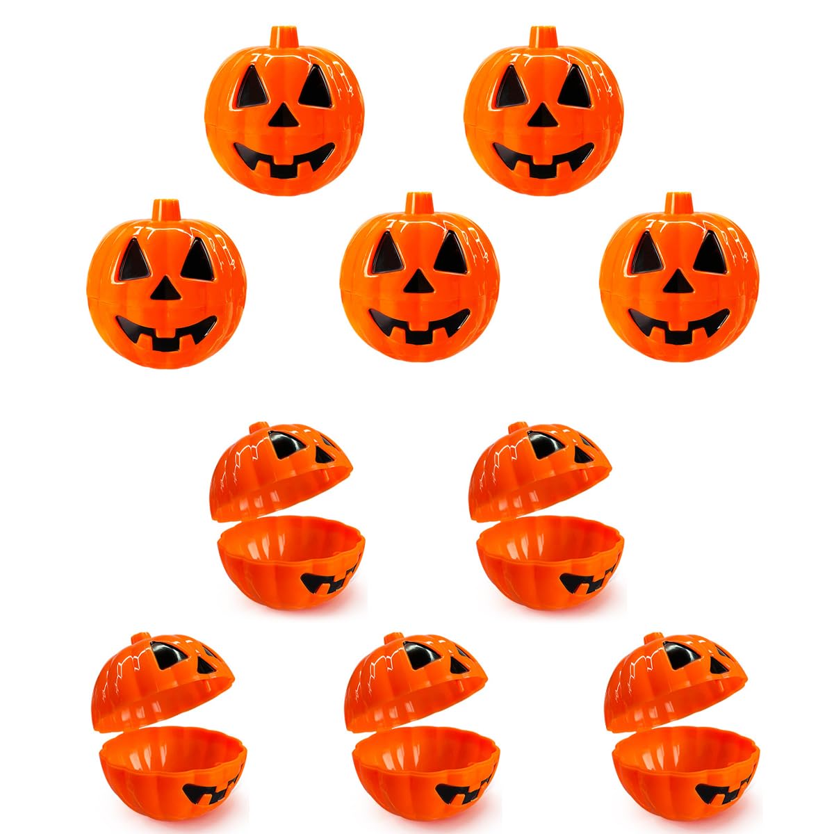 10PCS Halloween Pumpkin Containers Plastic Pumpkin Bulk Orange Halloween Pumpkin Buckets Halloween Eggs Candy Holder Mini Pumpkins for Halloween Egg Hunt Treats