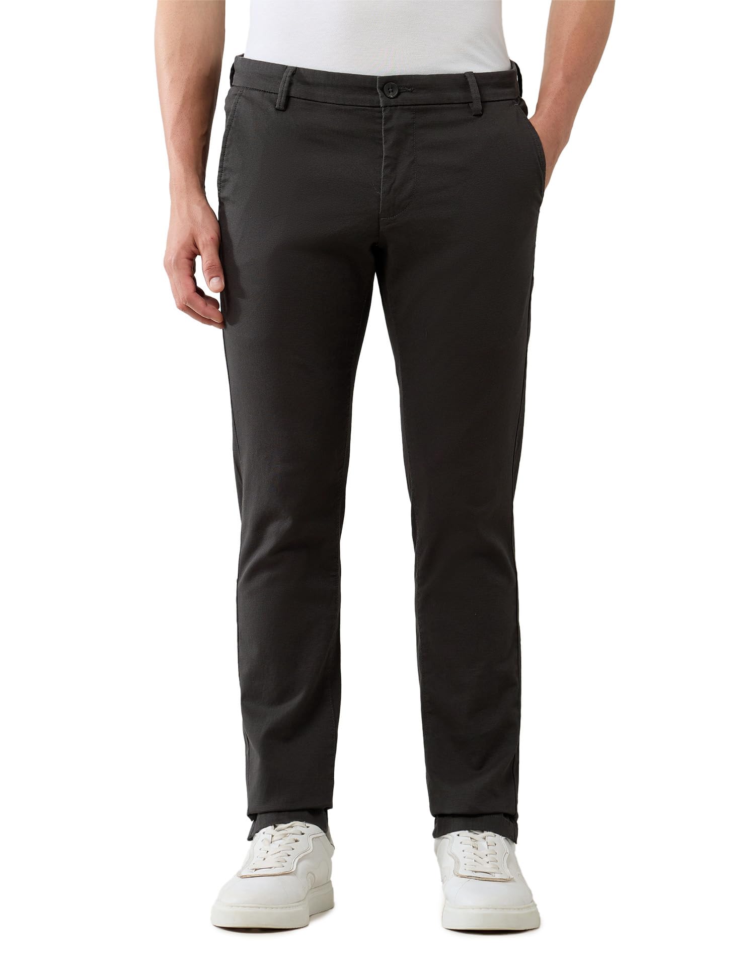 arrow sports Men's Mid Rise Slim Fit Trousers-picture-29