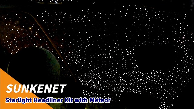Image of Meteor 3W 96pcs*0.03in*9.8ft Fiber Optic Lights Kit, 12LEDs Starlight Headliner Kit with Bluetooth APP /Remote Control+DC Power Splitter Cable for Car Roof /Home (Shooting Star Effect only)