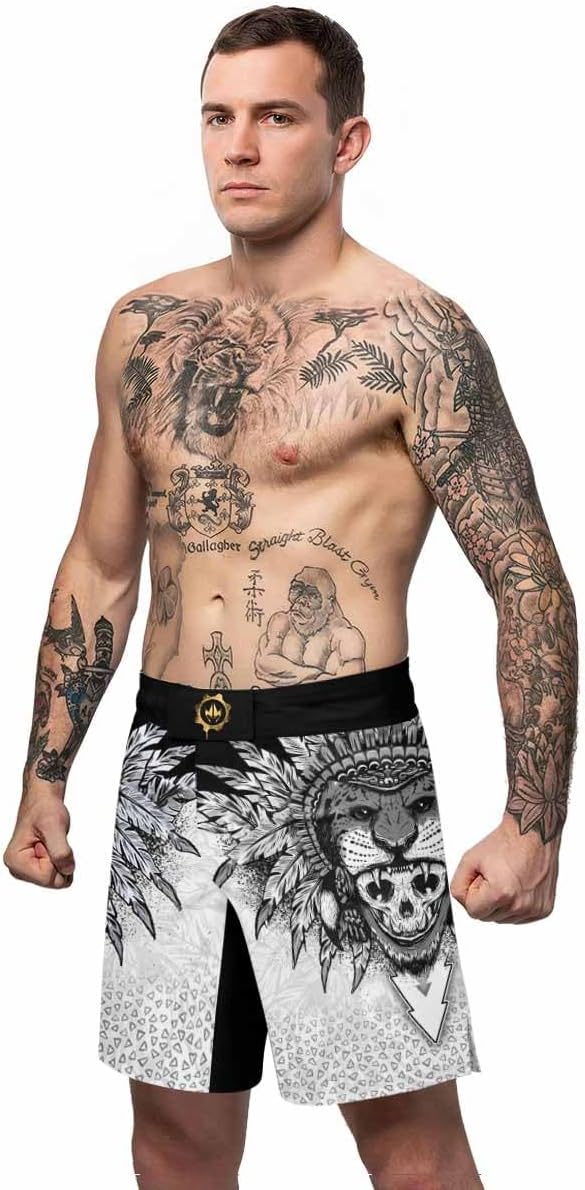 Aztec Jaguar Men's Fight Shorts MMA Boxing BJJ Kickboxing Shorts Trunks Fight Wear