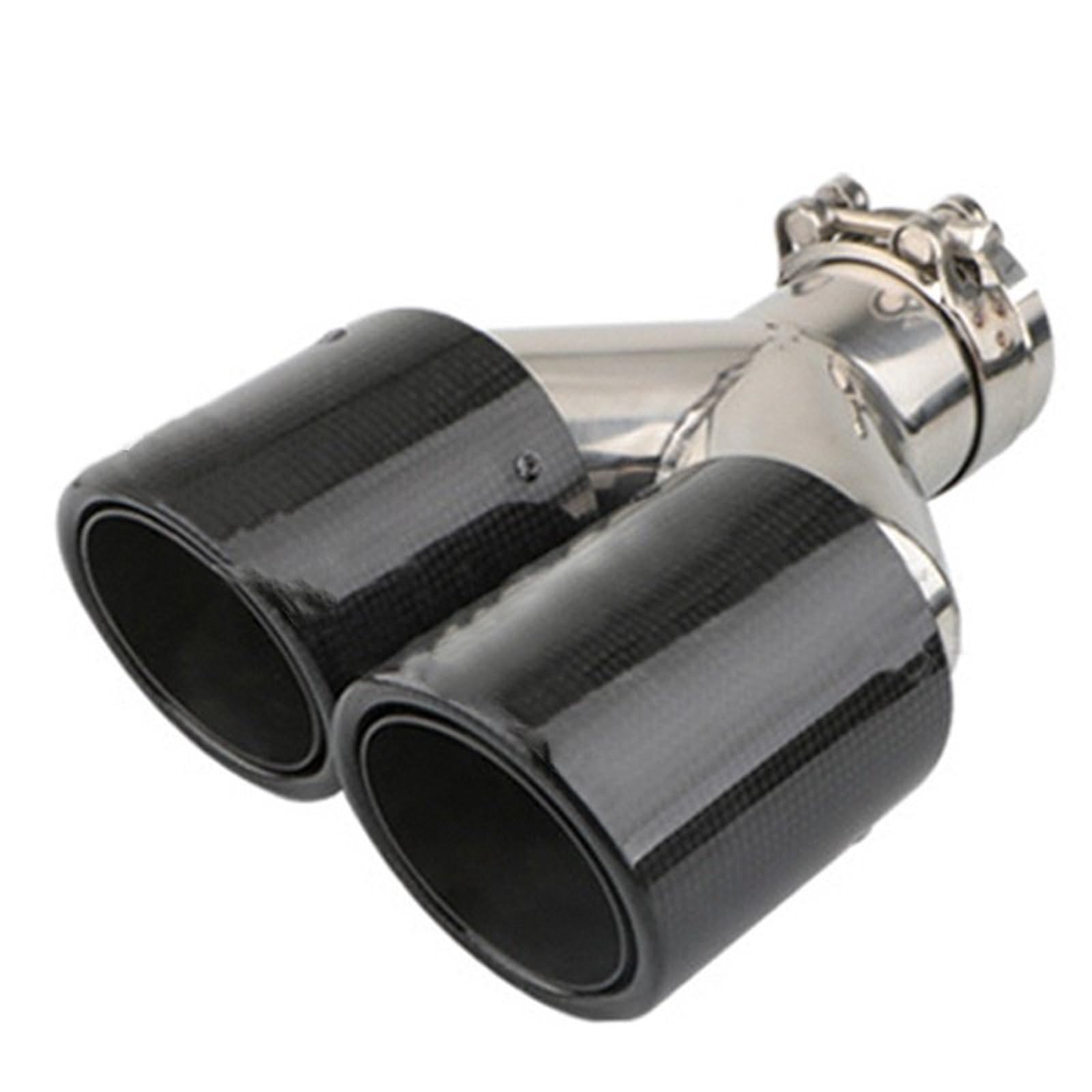Car Silencer Lewe prawe końcówki wydechu z włókna węglowego, podwójna końcówka ze stali nierdzewnej, tłumik wydechowy w stylu Y, tuning akcesoriów samochodowych(1 right glossy)