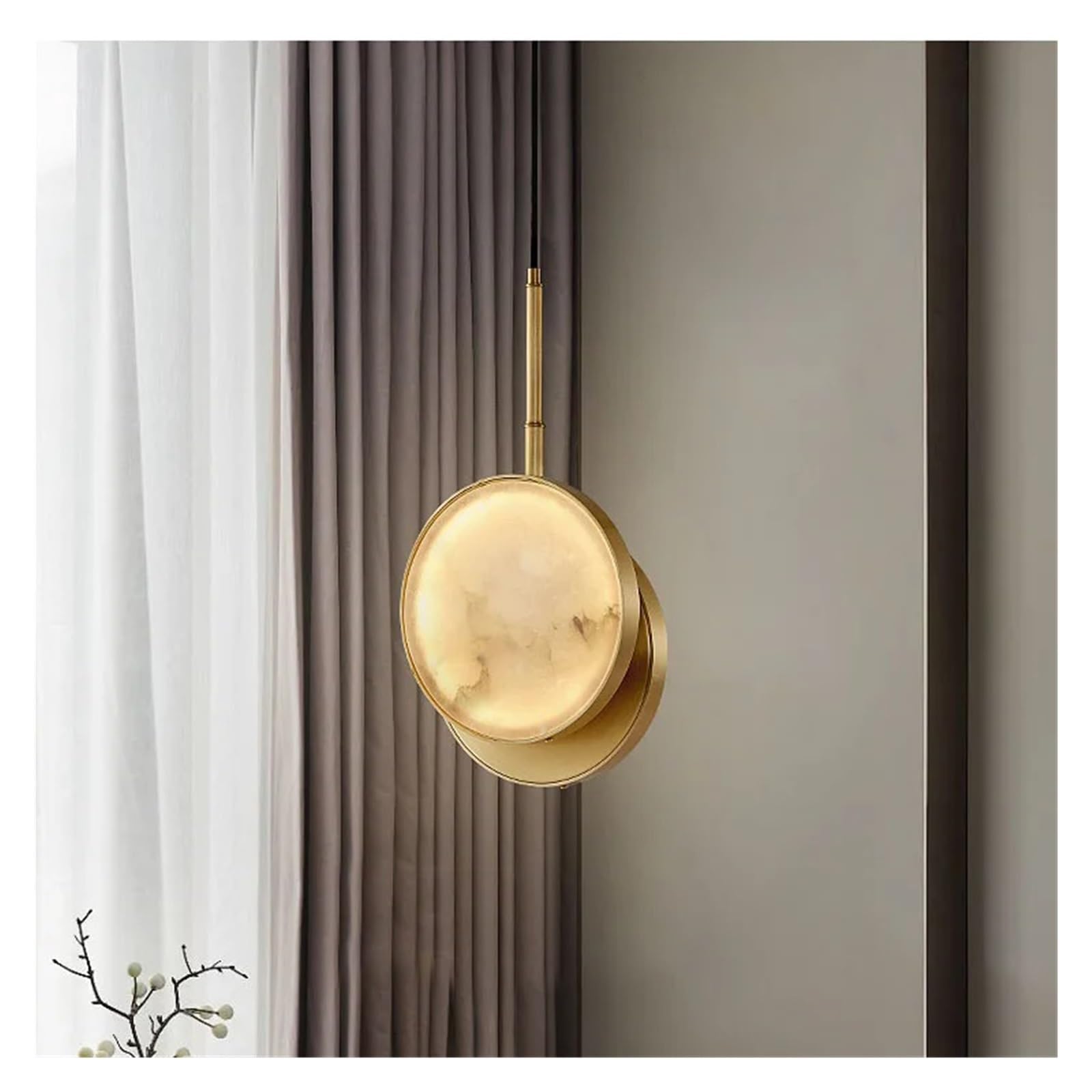 Olskfuh Modern Minimalist Marble Brass Round Chandelier Dining Room Indoor Pendant Lighting Bedroom Bedside Lamp For Home,