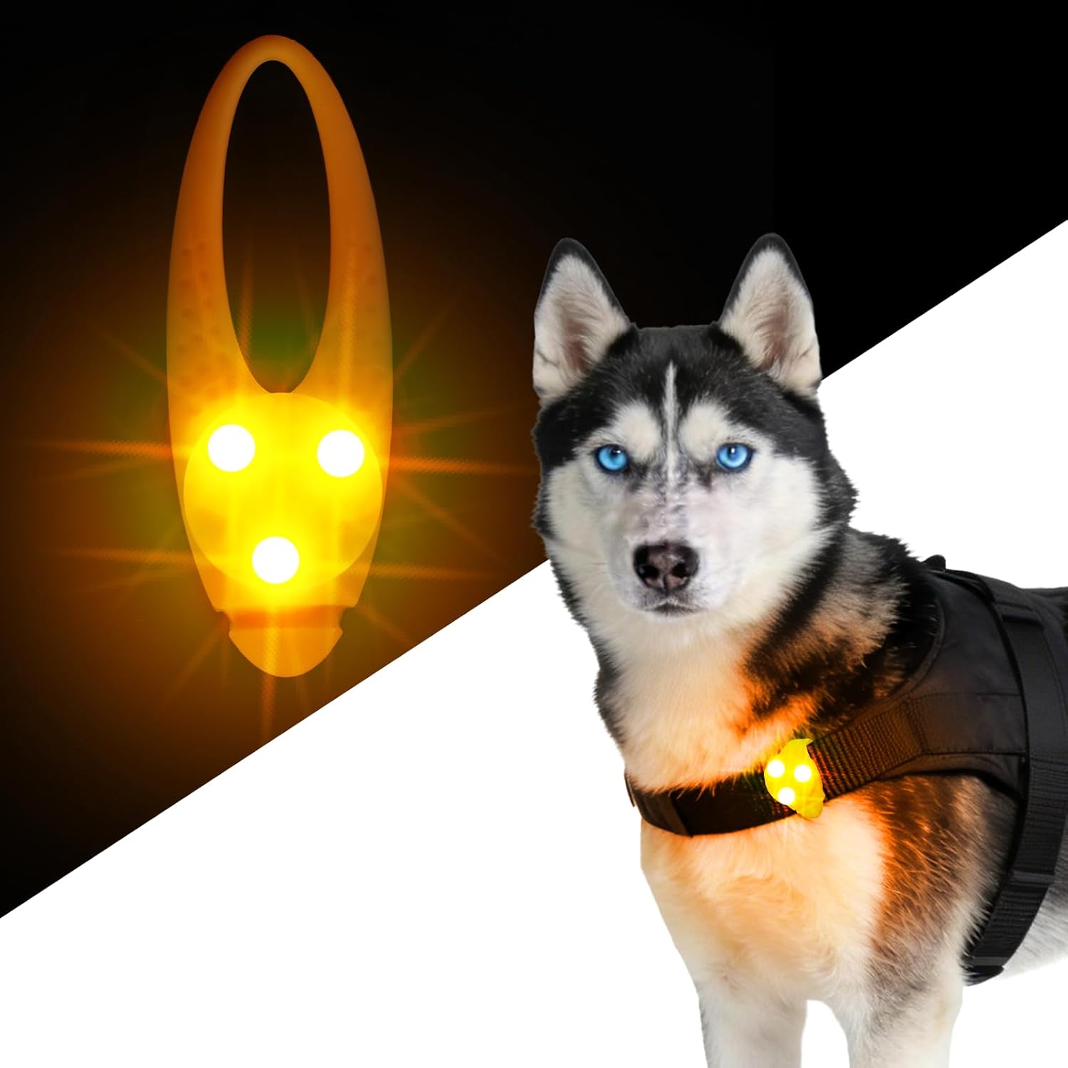 LaRoo Dog Lights for Night Walking, LED Dogs Collar Lights for Nighttime Clip On Light up Dog Collar Pet Camping Essentials （Orange）