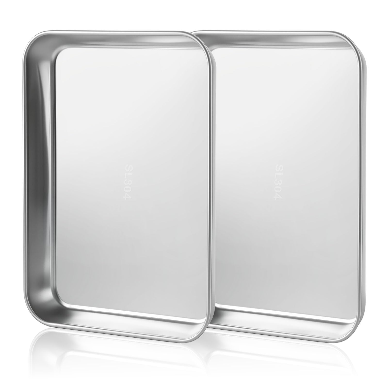 JMU 2 Pack Stainless Steel Instrument Tray Thickened 10.2" x 7.9" x 1.2"