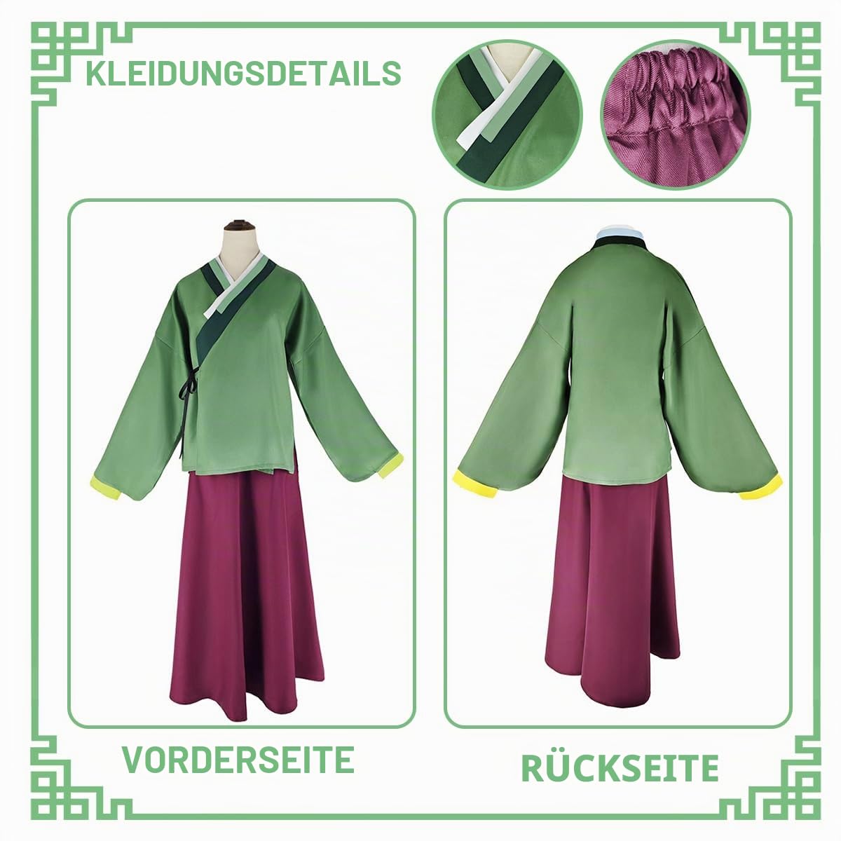 Maomao Cosplay Kostüm Damen mit Perücke Anime Hanfu für Erwachsene Halloween Karneval Cosplay Fasching Party