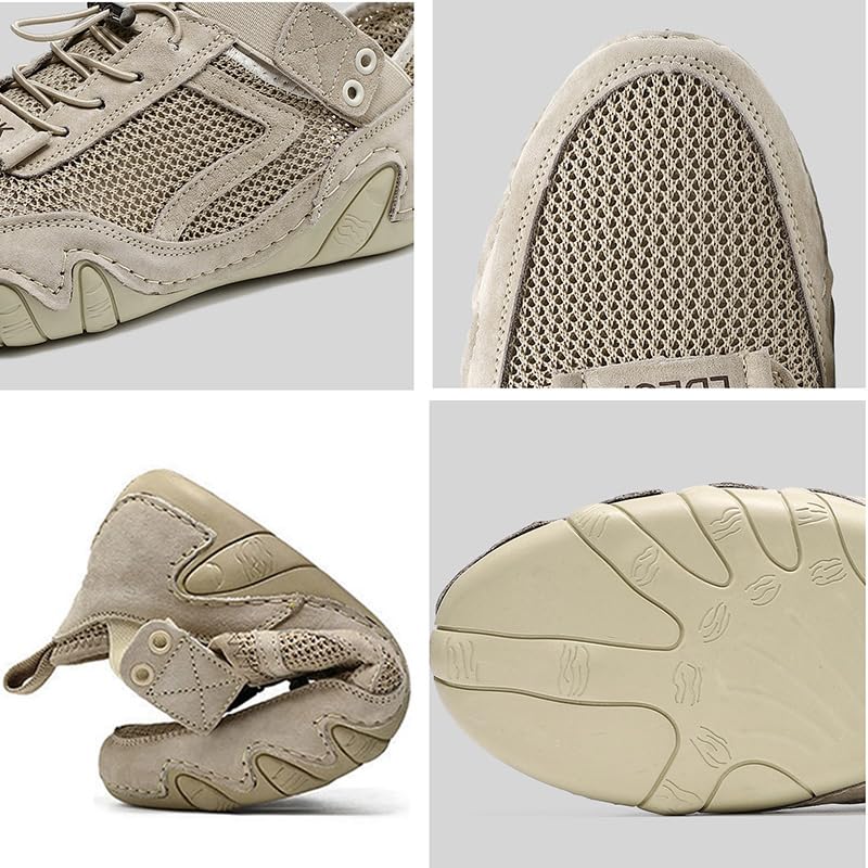 Men's Real Leather Hand Sewn Slip-Ons Loafers Outdoor Summer Mesh Breathable Moccasin Sneakers Softsole Walking Hiking Trail Shoes4