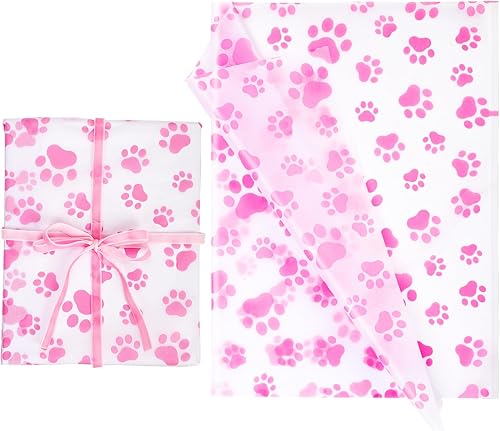 30 piezas de papel de seda de pata de perro, 20 x 14 pulgadas, lindo papel de seda con estampado de patas, papel de papel de seda para cachorros,