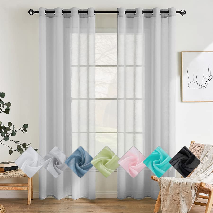 EMEMA 2 Pannelli Tende Trasparenti in Voile Con Occhielli Morbidi Finestre per Camera da Letto e per Salotto Eleganti Soggiorno 140x280cm Grigio