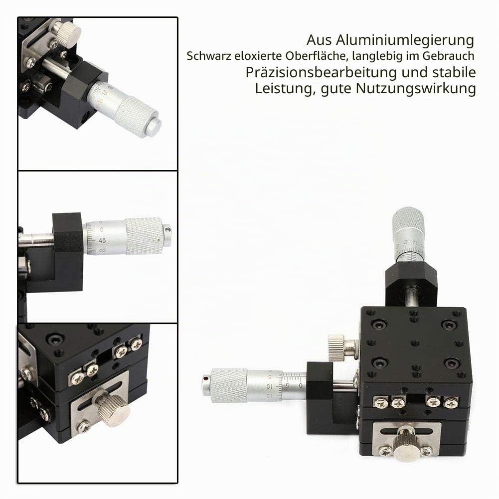 Mikrometer XY Lineartisch, XY-Lineartisch Mikrometer Manueller Kreuztisch Schiebetisch Trimmplattform Kreuzrollenführungen (SEMY40-AC 40 * 40 * 40mm)