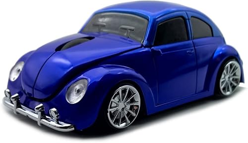 Mouse inalámbrico con forma de auto deportivo de 2.4 GHz, ratón óptico para juegos para computadora, PC, portátil, color azul