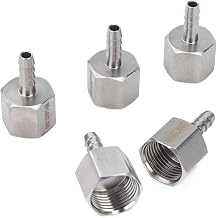 LTWFITTING Bar Production Stainless Steel 316 Barb Fitting Coupler 1/4" Hose ID x 1/2" Female NPT Air Fuel Water Pack of 5