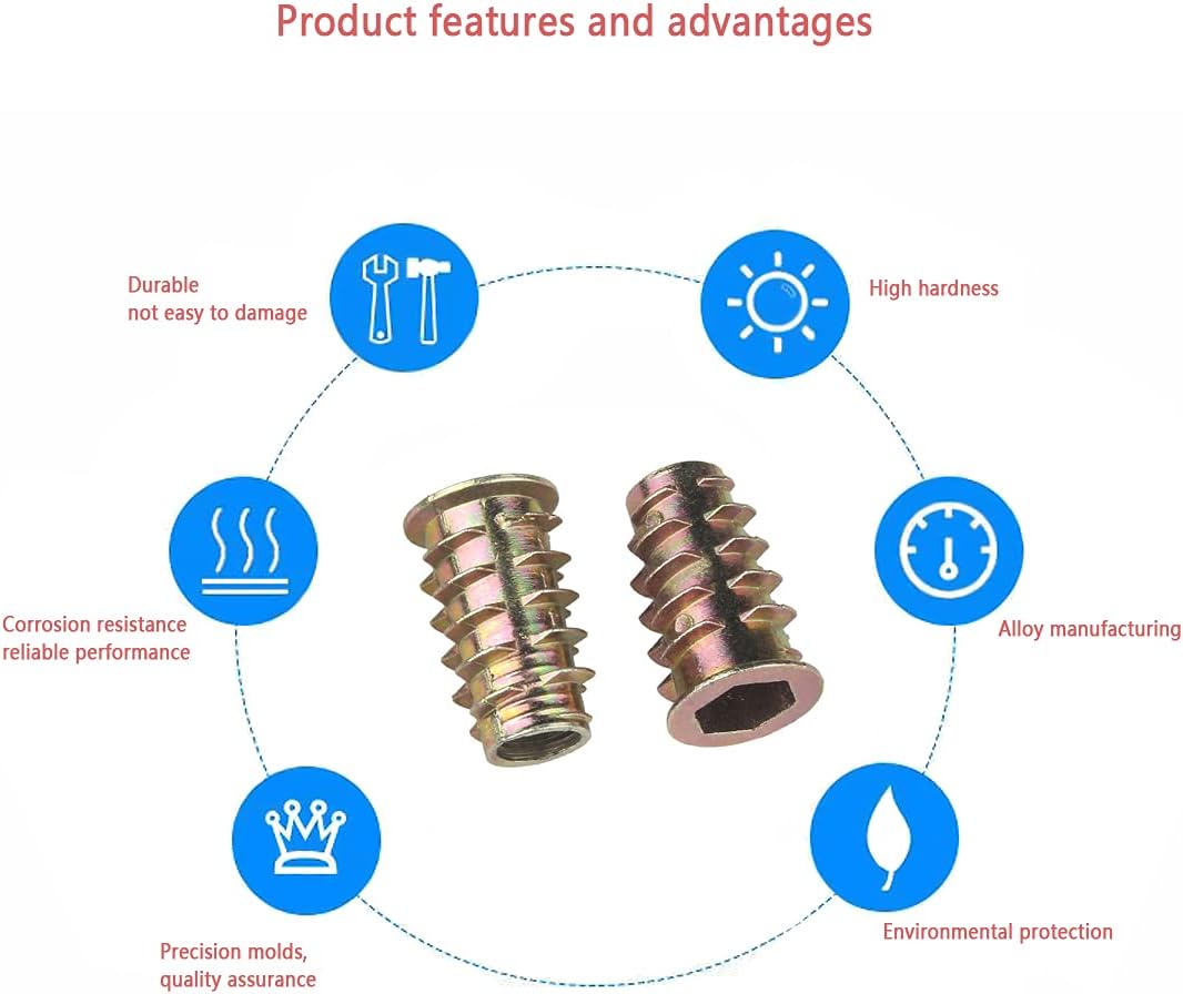Threaded Insert Nuts, 222 Pcs Zinc Alloy D Nuts,Hexagon Socket Screws Into,Assortment Kit For Wood Furniture,Plastic - Image 5