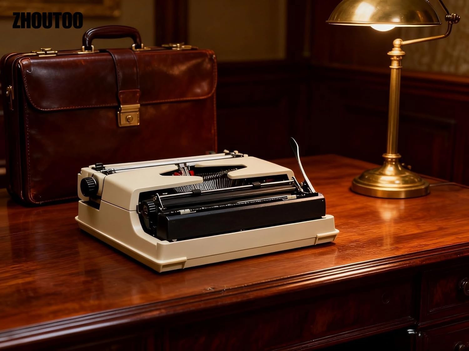 Vintage Mechanical English Typewriter with Original Carrying Case - Smooth Keys for Easy Typing - Manual Typewriter Ideal for Writers, Collectors, and Office Use