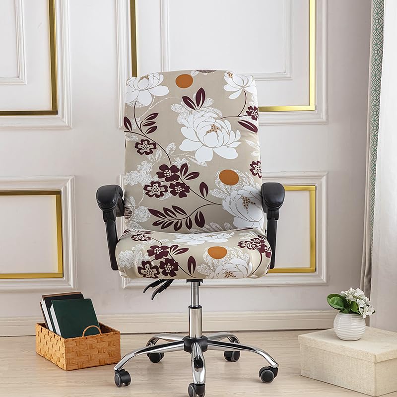 BSYMDH Stretch Office Chair Covers Durable Zipper Stretch Computer Desk Chair Cover Printed Computer Chair Slipcover Gaming Chair Covers Universal Desk Rotating Chair Slipcovers,15